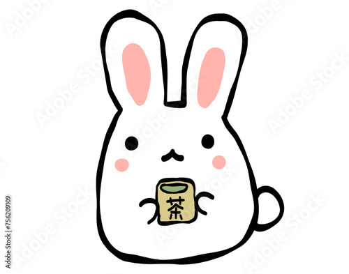 お茶を飲むうさぎ