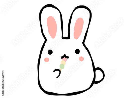 お団子を食べるうさぎ