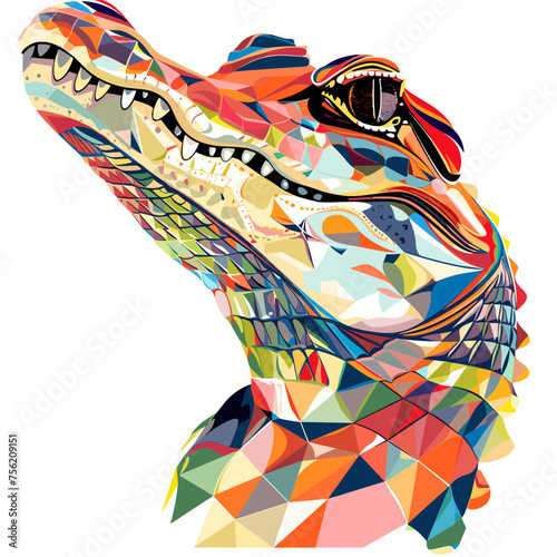 Colorful Geometric Alligator Head, Svg Clipart