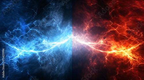 Fire and ice fractal lightning plasma power background