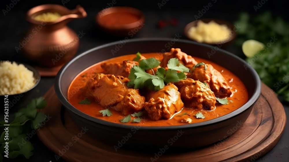 Indian Chicken Makhani (Butter Chicken). Indian food concept. 