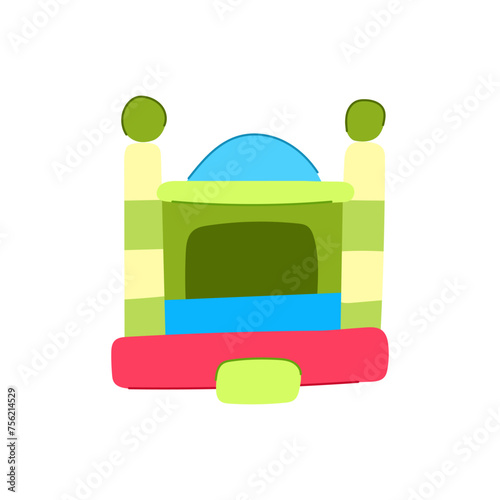 kid inflatable castle cartoon vector illustration