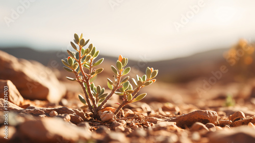Focused desert plant with defocused background