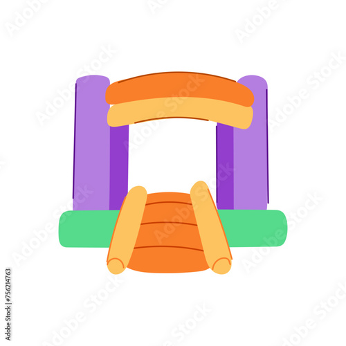 jump inflatable castle cartoon vector illustration