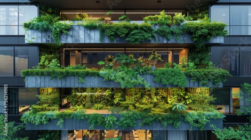 A sustainable office building equipped with green technologies and spaces for recreation © MAY
