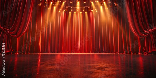 empty stage room with smoke and spotlight