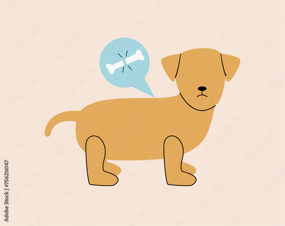 Pet veterinarian icon element. Bone fracture dog. Idea of pet care. Animal medical treatment. Vet and pet vector flat illustration. Pet veterinarian icon element. Bone fracture dog. Idea of pet care. Animal medical treatment. Vet and pet vector flat illustration.