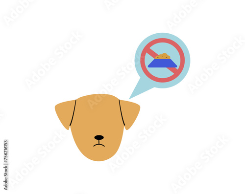 Pet veterinarian icon element. Dog loss of appetite. Idea of pet care. Animal medical treatment. Vet and pet vector flat illustration.