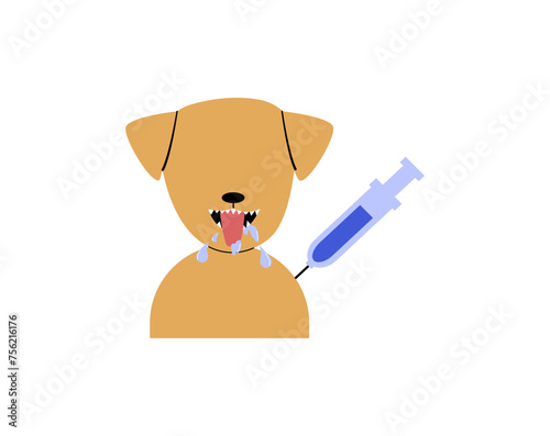 Pet veterinarian icon element. Rabies dog vaccination. Idea of pet care. Animal medical treatment. Vet and pet vector flat illustration.