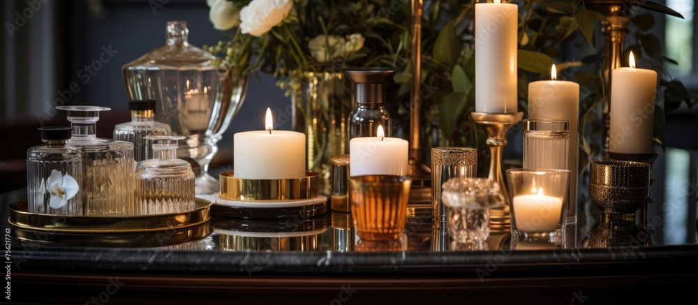 Luxurious Candle Display on Table