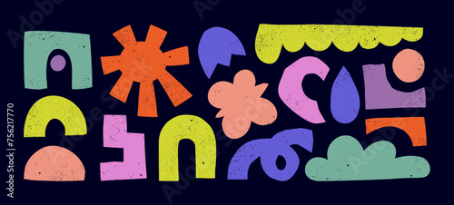 Organic Shapes Set Kids Naive Art. Vector Abstract Geometric Forms. Cut Paper Collage Figures