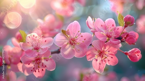 Beautiful Pink flower on blurred background in springtime © Sanuar_husen