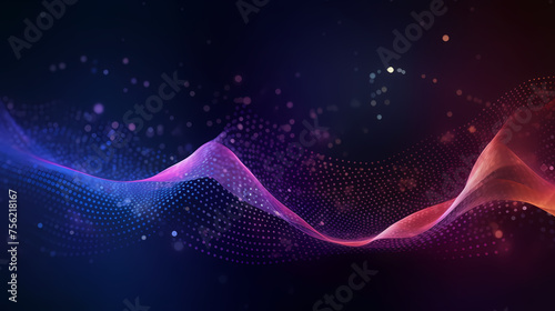 Abstract waving wave dot flow particle technology background design