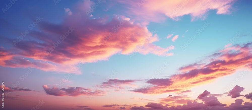 The natural landscape was painted with pink clouds in the sky during the sunset, creating a stunning afterglow in the atmosphere of the ecoregion