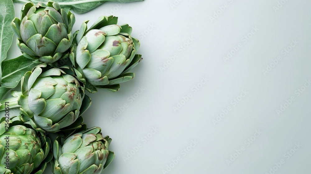 Fototapeta premium Vibrant Green Artichokes. A Fresh Harvest.