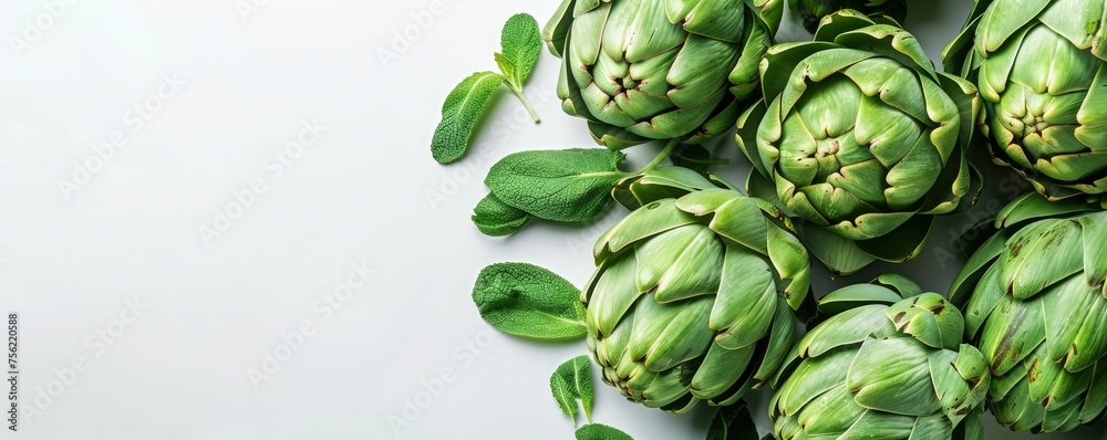 Fototapeta premium Vibrant Green Artichokes. A Fresh Harvest.