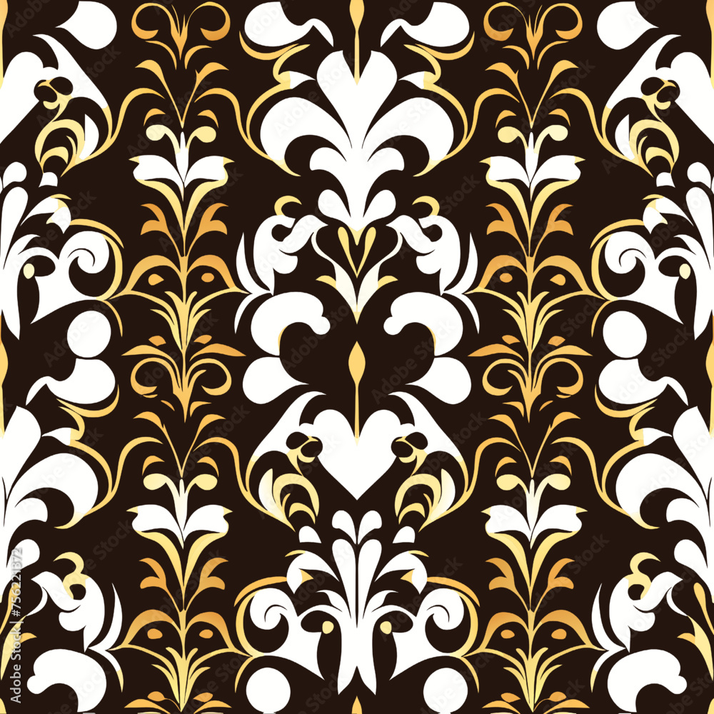 Seamless damask pattern background. Vector Illustration.