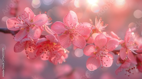 Beautiful Pink flower on pink background in springtime