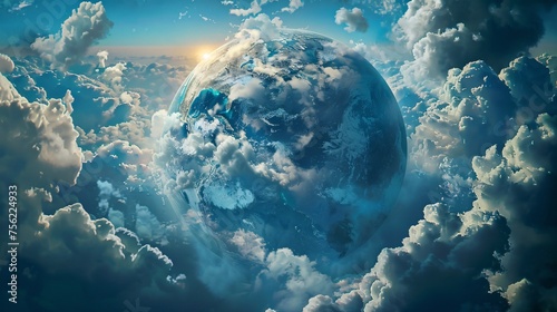 Ethereal Earth A Celestial View of Our Planet in the Sky Generative AI