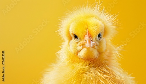 Yellow Chicken with a Fierce Stare Generative AI photo