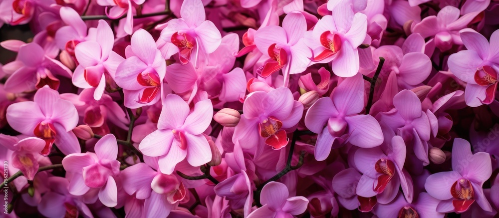 Orchid blooms available at indoor flower market.