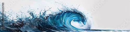 Wave of the Month Blue Ocean Wave Art Generative AI