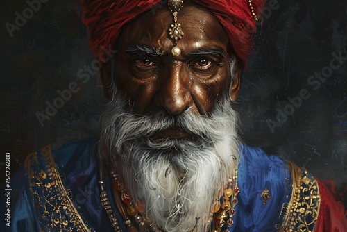 Beard Season A Portrait of a Man with a Full Beard and Red Turban Generative AI