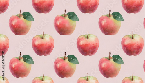 Apple pattern on pink background