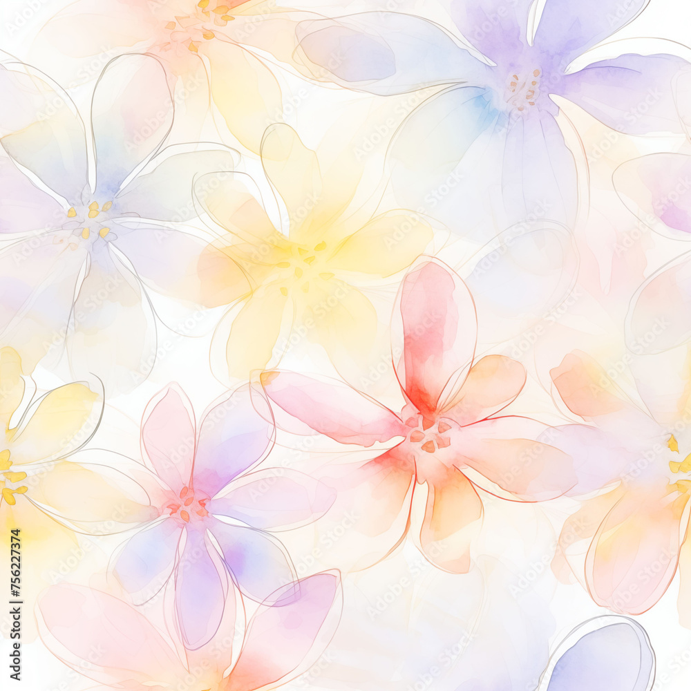 Botanical Bliss: Watercolor Wildflower Wonderland. Seamless wallpaper