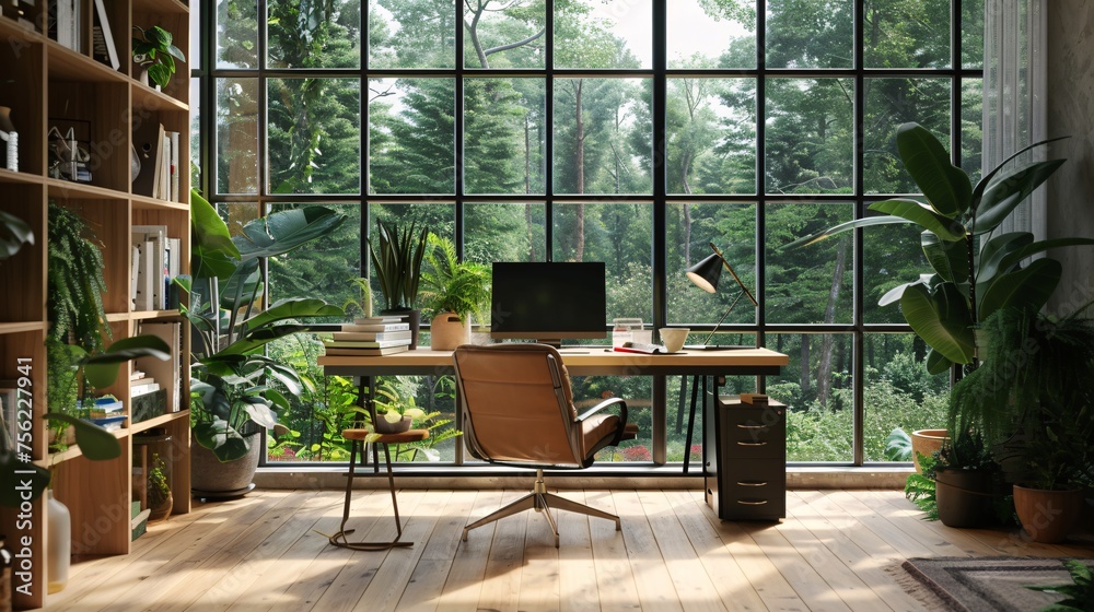 Modern Office Space with a Touch of Nature Generative AI