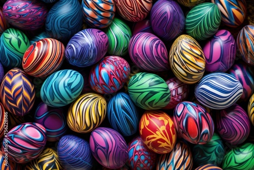 Colorful easter eggs background. Close up of colorful easter eggs.