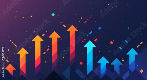 Arrow  stock market and finance background design for business  economy and global inflation. Graphic  seo or marketing strategy graphic wallpaper for banking  investment growth and forex trading.