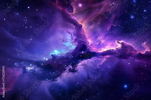 Purple Nebula with a Purple Starburst Generative AI