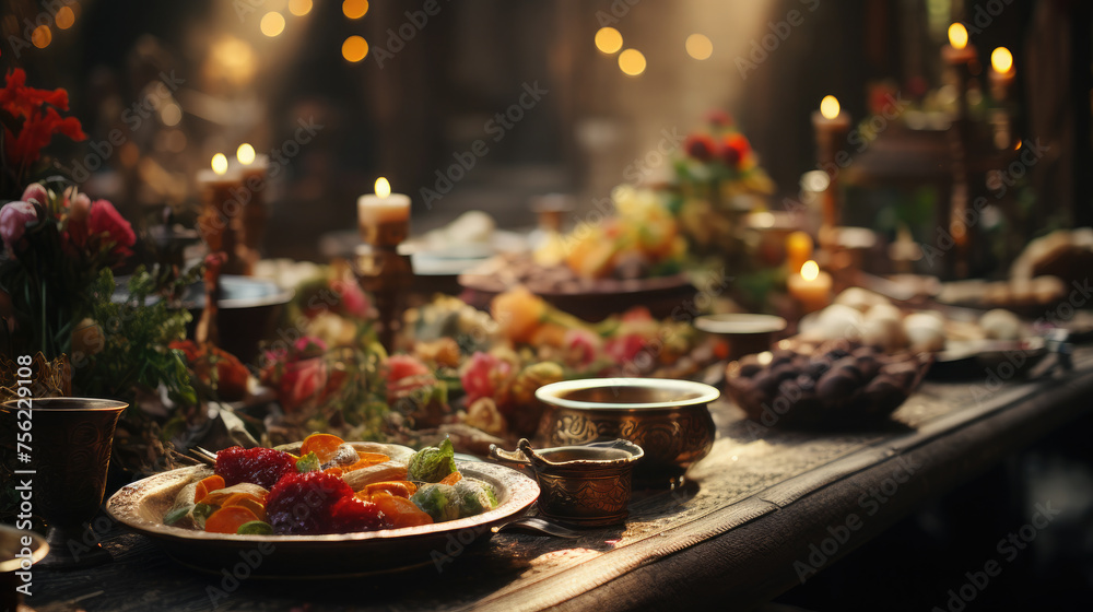 Oriental sweets - maamul, baklava and sherbet - traditional food for the holiday Eid al-Fitr