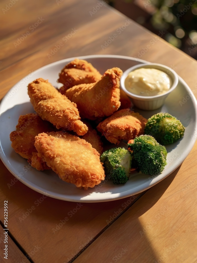 a plate of crispy chicken strips a plate of crispy chicken strips