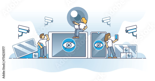 Digital privacy and personal space preservation in technology outline concept