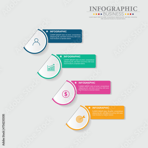 Vector Infographic design with 4 options or steps, icons and elements. Infographics for business concept