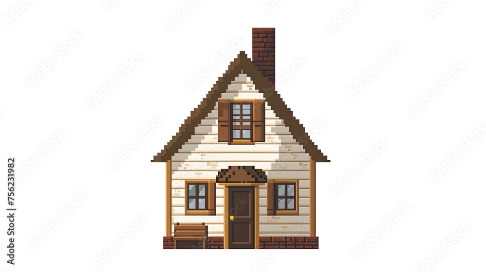 Pixel house. Style, door, comfort, family, roof, apartment, fortress, hearth, warmth, building, dacha, tree, home, window, brick, fireplace, street. Generated by AI Pixel house. Style, door, comfort, family, roof, apartment, fortress, hearth, warmth, building, dacha, tree, home, window, brick, fireplace, street. Generated by AI