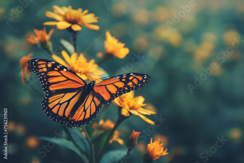 Closeup of beautiful butterfly sitting on flower in summer garden. generative AI © Denys Kurbatov