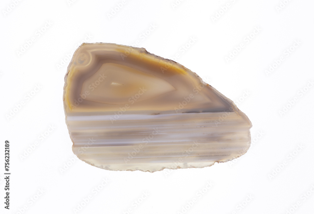 specimen of polished agate slice isolated on white background specimen of polished agate slice isolated on white background
