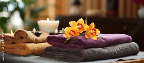 Towel Decor on Massage Table in Ayurvedic Spa
