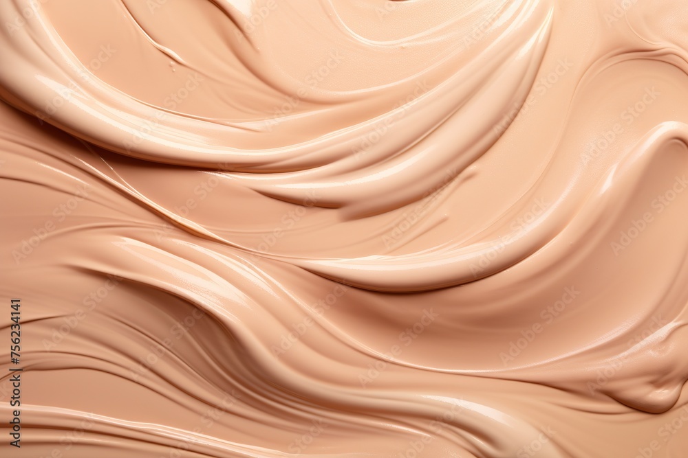 Abstract cosmetic background, beige waves of cream or ointment smeared on the surface. Plastic soft texture of pastel color. Abstract cosmetic background, beige waves of cream or ointment smeared on the surface. Plastic soft texture of pastel color.