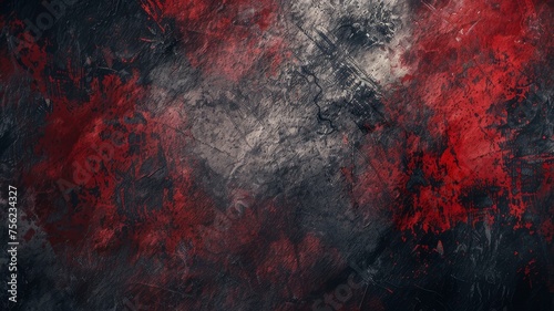 Beautiful grunge gray red background. Panoramic abstract decorative dark background. Wide angle rough stylish mystic texture wallpaper with copy space - generative ai photo