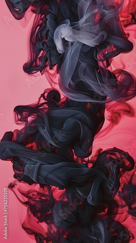 abstract black smoke on dark pink background 