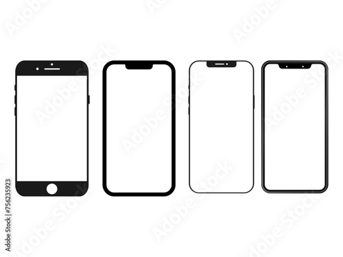 Icon phone, Smartphone mockup frameless blank screen frameless design, iphone style.Smartphone icon on white background vector illustration. Flat Icon Mobile Phone, 