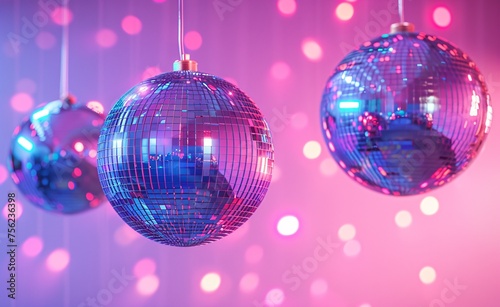 Glowing Disco Ball in the Neon Light Generative AI