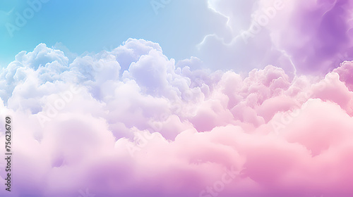 Abstract cloud concept, pastel rainbow colored clouds, background with copy space © ma