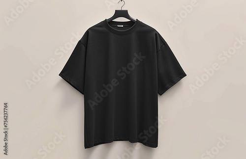 Fashionable Friday Black T-shirt Hanging on a Hook Generative AI photo