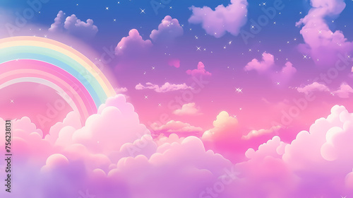 Abstract cloud concept  pastel rainbow colored clouds  background with copy space