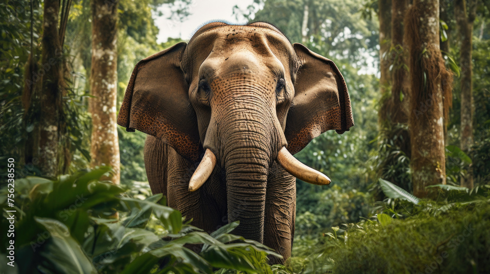 Fototapeta premium African Bush Elephants - Loxodonta africana family walking on the road in wildlife reserve